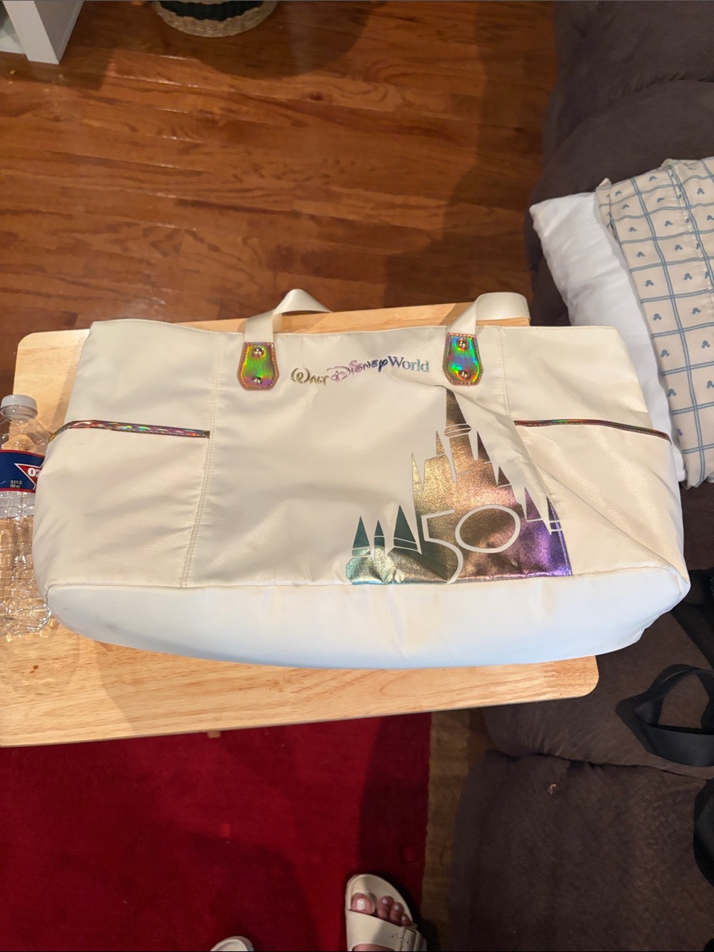 Disney Cream Tote with Iridescent Castle Accent